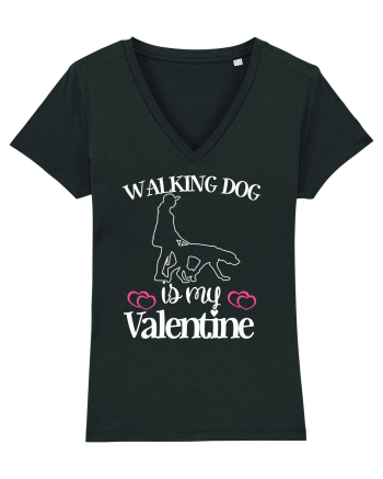Walking Dog Is My Valentine Black