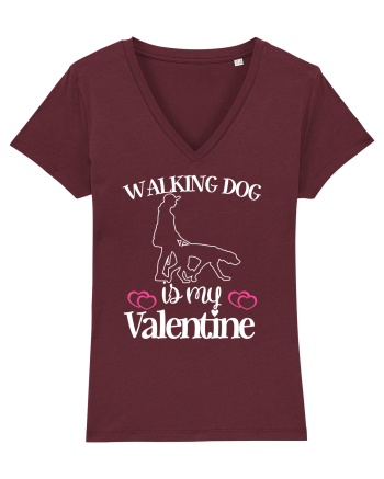 Walking Dog Is My Valentine Burgundy
