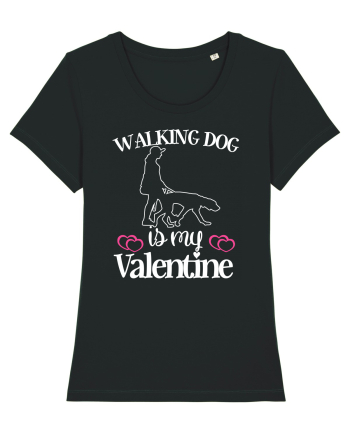 Walking Dog Is My Valentine Black