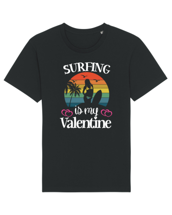 Surfing Is My Valentine Black