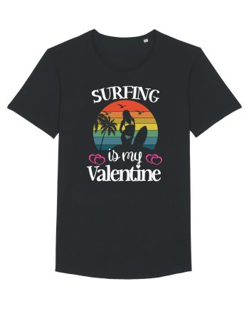 Surfing Is My Valentine Black