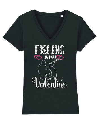 Fishing Is My Valentine Black
