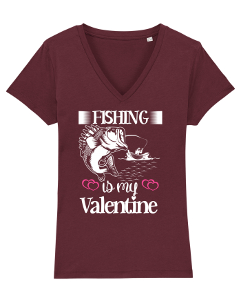 Fishing Is My Valentine Burgundy