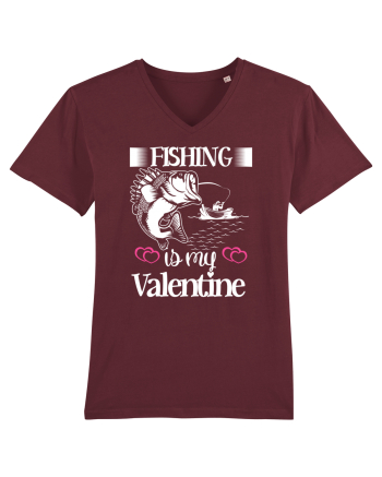 Fishing Is My Valentine Burgundy