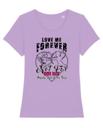 Love Me Forever Not For One Day / pentru cupluri Tricou mânecă scurtă guler larg fitted Damă Expresser