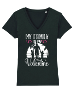 My Family Is My Valentine Tricou mânecă scurtă guler V Damă Evoker