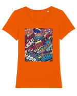 Pop Art  Tricou mânecă scurtă guler larg fitted Damă Expresser