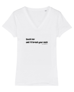 Touch her and i'll break your neck Tricou mânecă scurtă guler V Damă Evoker