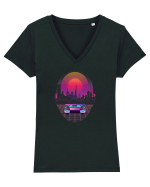 Retro Vapor Wave Man Tricou mânecă scurtă guler V Damă Evoker