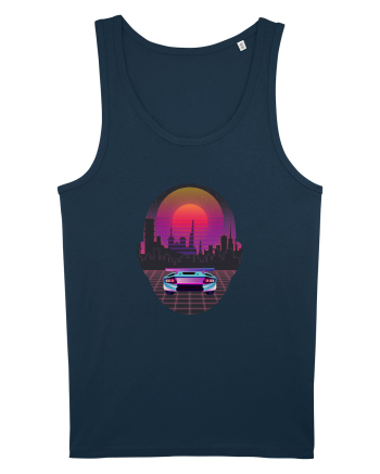 Retro Vapor Wave Man Navy