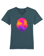 Retro Vapor Wave Man Tricou mânecă scurtă guler V Bărbat Presenter
