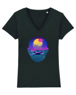 Retro Vapor Wave Man Tricou mânecă scurtă guler V Damă Evoker