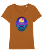 Retro Vapor Wave Man Tricou mânecă scurtă guler larg fitted Damă Expresser