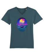 Retro Vapor Wave Man Tricou mânecă scurtă guler V Bărbat Presenter