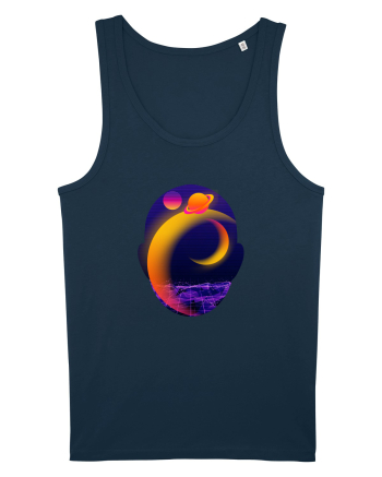 Retro Vapor Wave Man Navy