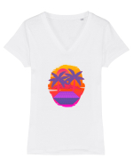 Retro Vapor Wave Man Tricou mânecă scurtă guler V Damă Evoker