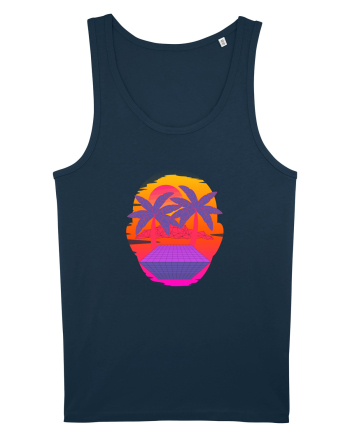Retro Vapor Wave Man Navy