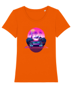 Retro Vapor Wave Man Tricou mânecă scurtă guler larg fitted Damă Expresser