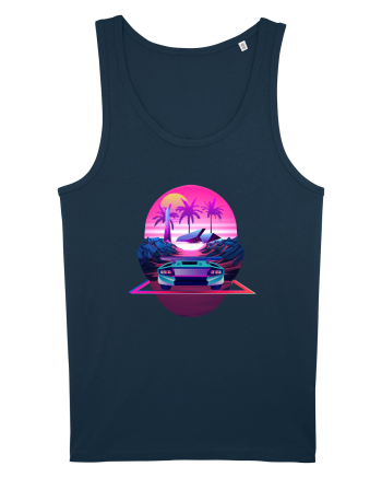 Retro Vapor Wave Man Navy