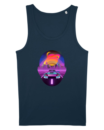 Retro Vapor Wave Man Navy
