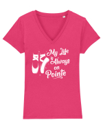 On pointe Tricou mânecă scurtă guler V Damă Evoker