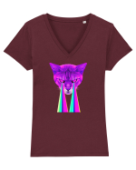 Retro Cat Tricou mânecă scurtă guler V Damă Evoker