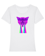 Retro Cat Tricou mânecă scurtă guler larg fitted Damă Expresser