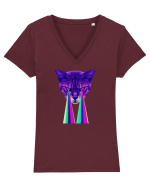 Retro Cat Tricou mânecă scurtă guler V Damă Evoker