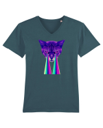 Retro Cat Tricou mânecă scurtă guler V Bărbat Presenter