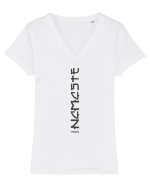 Pur și simplu „namaste” Tricou mânecă scurtă guler V Damă Evoker