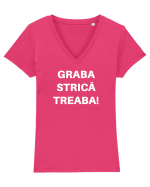 GRABA STRICA TREABA Tricou mânecă scurtă guler V Damă Evoker