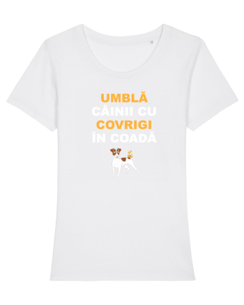UMBLA CAINII CU COVRIGI IN COADA White