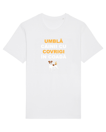UMBLA CAINII CU COVRIGI IN COADA White