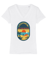 I'd Rather Be At The Beach  Tricou mânecă scurtă guler V Damă Evoker