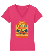 I'd Rather Be At The Beach  Tricou mânecă scurtă guler V Damă Evoker