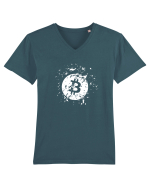 Bitcoin Explosion (alb) Tricou mânecă scurtă guler V Bărbat Presenter