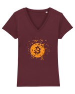 Bitcoin Explosion (orange) Tricou mânecă scurtă guler V Damă Evoker