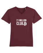 Bitcoin 21 Million Club (alb) Tricou mânecă scurtă guler V Bărbat Presenter