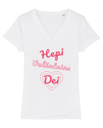 Hepi Valăntains Dei ! Tricou mânecă scurtă guler V Damă Evoker