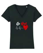 Go Red Tricou mânecă scurtă guler V Damă Evoker