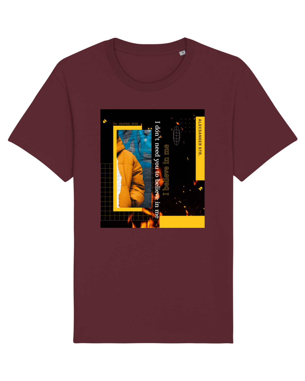 Tricou mânecă scurtă Unisex Rocker Burgundy