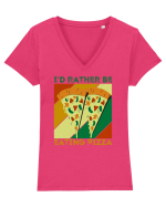 Pizza Lover Tricou mânecă scurtă guler V Damă Evoker