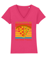 Pizza Lover Tricou mânecă scurtă guler V Damă Evoker