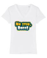 Nu știu, boss! Tricou mânecă scurtă guler V Damă Evoker