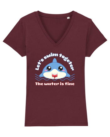 Funny Kawaii Shark Burgundy