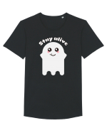 Funny Kawaii Ghost Tricou mânecă scurtă guler larg Bărbat Skater
