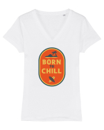  Retro Born To Chill Tricou mânecă scurtă guler V Damă Evoker