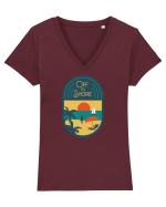 Retro Off To Shore Tricou mânecă scurtă guler V Damă Evoker