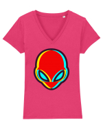 Trippy Alien Tricou mânecă scurtă guler V Damă Evoker