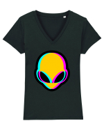 Trippy Alien Tricou mânecă scurtă guler V Damă Evoker